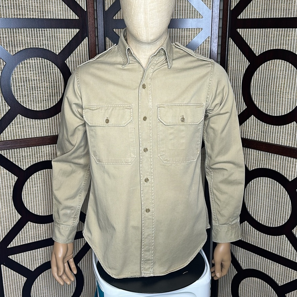 Vintage 1940’s Military Army Officer Shirt WWII Men’s Small/ Medium Khaki